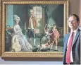  ??  ?? Alex Farquharso­n, director of Tate Britain, with a work by John Singleton Copley