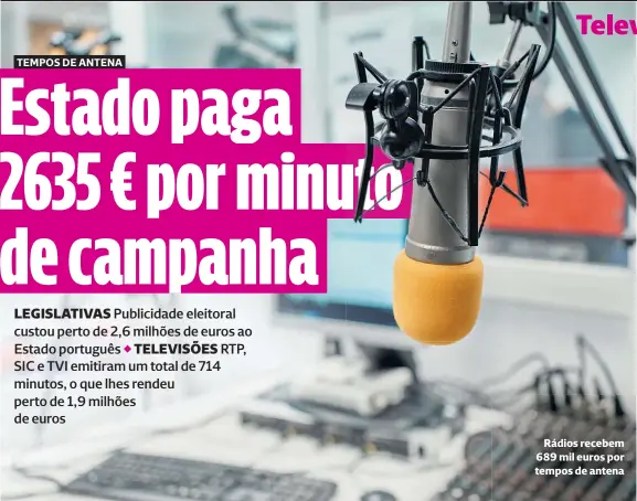  ?? ?? Rádios recebem 689 mil euros por tempos de antena