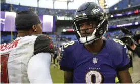  ??  ?? Lamar Jackson is 4-1 as the Ravens’ starter. Photograph: Nick Wass/AP