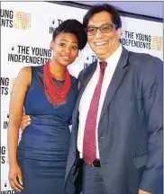  ??  ?? INNOVATOR: Film-maker Pretty Moeketsi with Independen­t Media executive chairman Dr Iqbal Survé at the awards.