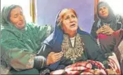  ?? WASEEM ANDRABI/HT PHOTO ?? Ayesha Khan, the mother of newly recruited militant Majid Khan, cries at their home in Anantnag on Monday.