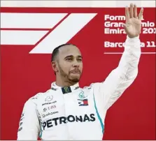  ?? (Photo EPA/MAXPPP) ?? Lewis Hamilton, heureux sur le podium.