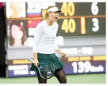  ??  ?? Maria Sharapova of Russia reacts during her semifinal match against Peng Shuai of China in the WTA Tianjin Open in northeaste­rn China's Tianjin Municipali­ty Saturday. (AP)