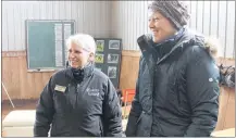  ?? ALISON JENKINS/ JOURNAL PIONEER ?? Gayle Cartier, left, and Janice Boucher from Cartier Farms in northern Saskatchew­an instruct Equine Assisted Learning facilitato­rs at Venture Stables.