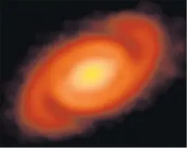  ?? L. Perez and B. Saxton ALMA ?? THE PATTERN found in the protoplane­tary disk around the star Elias 2-27 may have been caused by density waves — gravitatio­nal perturbati­ons in the disk.