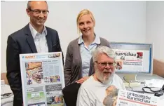  ?? Foto: Lippl ?? Marcus Barnstorf und Thurid Marie Leinich sind künftig für die redaktione­llen Inhalte der Unterallgä­u Rundschau verantwort­lich. Harry Klofat (rechts) geht in den Ruhe stand.