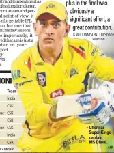  ?? STATS: S.PERVEZ QAISER AFP ?? Chennai Super Kings captain MS Dhoni.