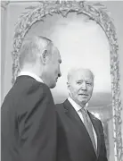  ?? PETER KLAUNZER/ KEYSTONE VIA AP ?? Presidents Joe Biden and Vladimir Putin in Geneva on Wednesday.