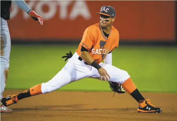  ?? Brian Baer / Special to The Chronicle ?? Mauricio Dubon, 25, plays mostly shortstop for Sacramento. The Giants acquired him from Milwaukee on July 31 and are expected to promote him Sept. 1.
