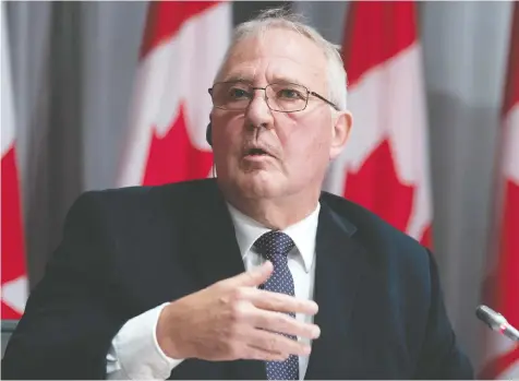  ??  ?? Public Safety and Emergency Preparedne­ss Minister Bill Blair responds to a question during a news conference in Ottawa. — THE CANADIAN PRESS