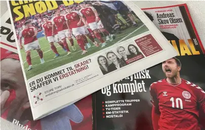  ??  ?? ■
Christian Eriksen och hans familj är ämne nummer ett i danska medier. Att också fotbollsfe­sten kan ha gått sönder är ett mycket mindre bekymmer.