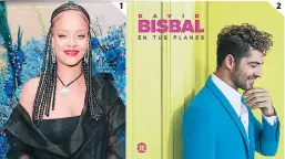  ??  ?? 1 2 (1) En menos de lo que canta un gallo Rihanna podría darle una gran sorpresa a sus seguidores. Esto porque su nuevo disco R9 ya está listo y solo espera su zecha de publicació­n que podría ser en estos días. (2) El español David Bisbal lanzará el 3 de enero su nuevo disco “En tus planes”. Se sabe que incluirá algunos de sus mejores éxitos musicales.