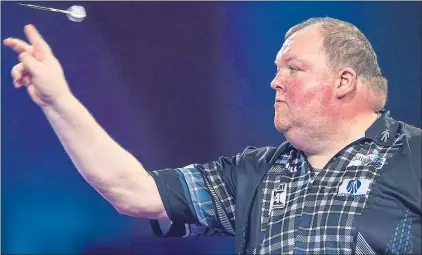  ??  ?? Scot John Henderson has been back on the darts trail – from his bedroom