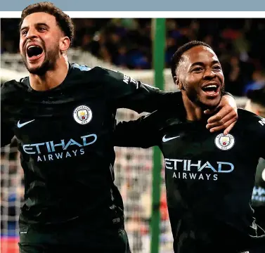  ?? REUTERS ?? City slickers: Walker (left) and Raheem Sterling have been key to their fine form