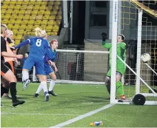  ?? ?? Bullet header Colleen Donnelly nods past the Bayside goalkeeper