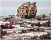  ??  ?? Logs for export at Wellington wharf.