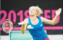  ??  ?? Czech Republic’s Katerina Siniakova returns the ball to USA’s Alison Riske during the Fed Cup World Group final tennis match between Czech Republic and United States on Nov10 in Prague. (AFP)