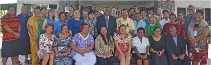  ?? Photo: Nicolette Chambers ?? Minister for Health and Medical Services, Dr Ifereimi Waqainabet­e (middle second row)with participan­ts of the Pacific Ending Childhood Obesity (ECHO) Network Programme Forum at the Novotel in Nadi on February 19, 2019.