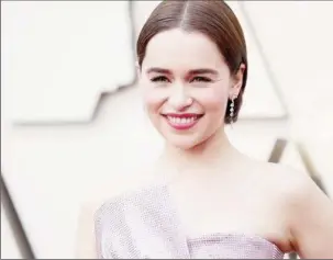  ??  ?? 91st Academy Awards - Oscars Arrivals - Red Carpet - Hollywood, Los Angeles, California, U.S., February 24, 2019. British actress Emilia Clarke from “Game of Thrones” wears Balmain.