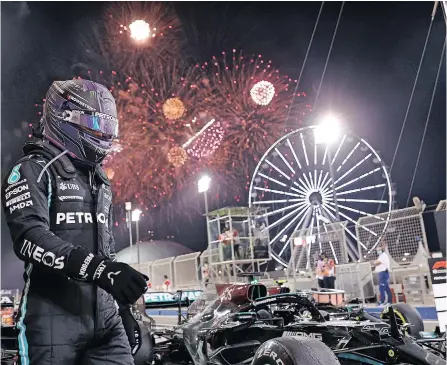  ?? | LARS BARON Reuters ?? IT was a magical night for Mercedes’ Lewis Hamilton at the Bahrain Internatio­nal Circuit.