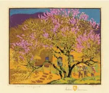  ??  ?? Spring Serenade, woodblock print, ed. of 49, 93/8 x 11¼”