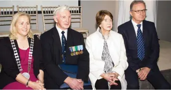  ?? Michael Donnelly. Photo by ?? Cllr Norma Moriarty; Jadotville Veteran Captain Noel Carey; Angela Carey, and Leo Quinlan.