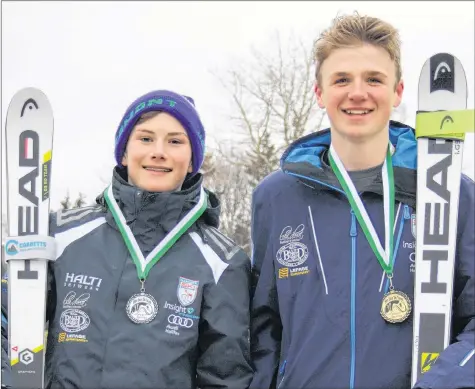  ?? SUBMITTED ?? Martock Ski Race Club athletes Mitchell Larkin, left, and Shane Sommer, right, will soon cap off a strong season with a Can-Am competitio­n at Maine’s Sugarloaf Mountain.