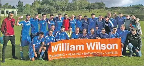  ??  ?? The Mallaig players in a joyous mood after their victory over Kyleakin in the play-off.