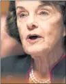  ?? THE ASSOCIATED PRESS ?? Sen. Dianne Feinstein, D-Calif., speaks before Christine Blasey Ford testifies during the Kavanaugh hearings in September. Feinstein is being challenged for her seat by state Sen. Kevin de Leon, a fellow Democrat, in the upcoming California election.
