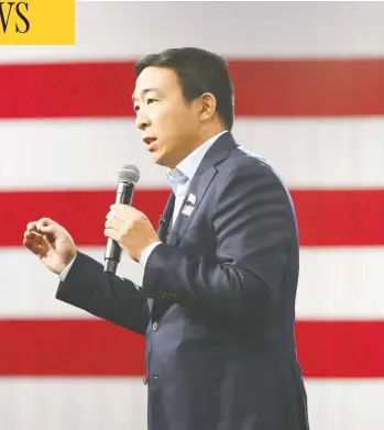  ?? STEPHEN MATUREN / GETTY IMAGES ?? Former presidenti­al candidate Andrew Yang wants limits put on Big Tech’s ability to monetize personal informatio­n.