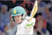  ?? AFP ?? South Africa wicketkeep­er Quinton de Kock celebrates reaching 50 runs during the first test between England and South Africa at Lord's cricket ground in London.