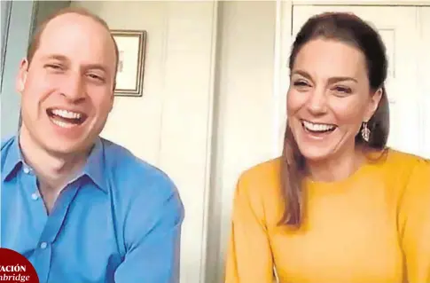  ?? INSTAGRAM ?? Guillermo de Cambridge y su mujer, Kate Middleton, durante una videoconfe­rencia