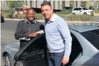  ?? Picture: UBER ?? KICKOFF: Bafana Bafana legend Mark Fish was the first taxi passenger to take up Uber’s free election offer in South Africa. Right, a screenshot of how Uber’s app works
