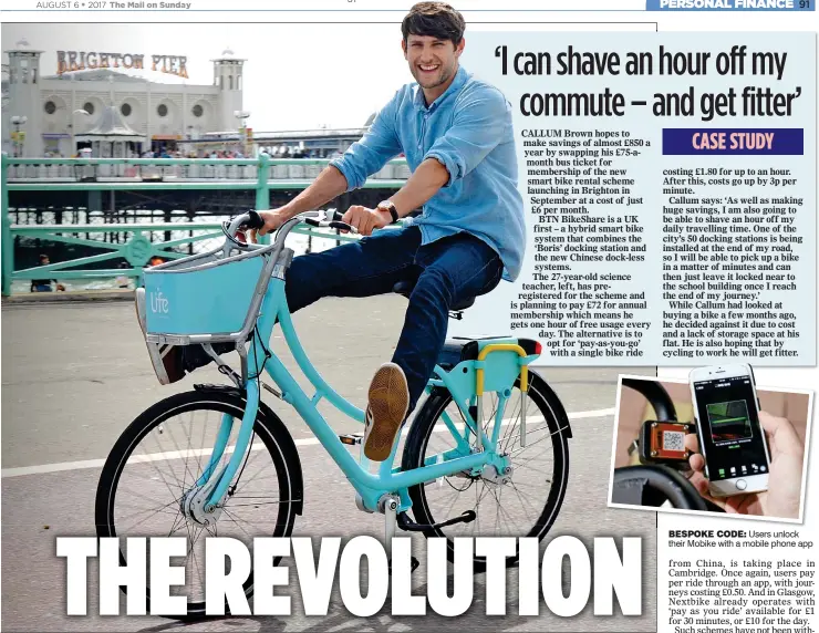  ??  ?? BESPOKE CODE: Users unlock their Mobike with a mobile phone app