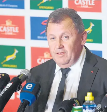  ?? Photo / Getty ?? Ian Foster responds to media questions after the All Blacks put in a courageous victory over the Springboks at Ellis Park.