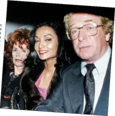  ??  ?? FAMOUS FRIENDS: Edna O’Brien, above, with screen star Michael Caine and his wife Shakira in 1990. Right: The acclaimed author in the Seventies