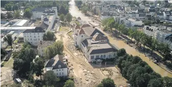  ?? THOMAS FREY, DPA VIA THE ASSOCIATED PRESS ?? Damage and debris from flooding near the Ahr River, including in the spa complex, on Sunday in Bad Neuenahr, Germany.