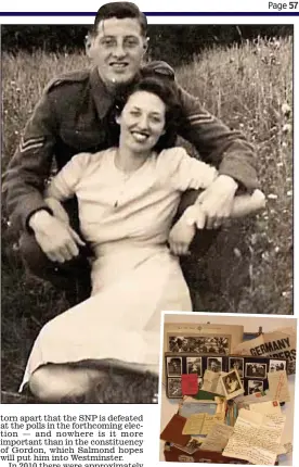  ??  ?? Sweetheart­s: Jim Allen and Ella Lingfield on a day out in 1940. Inset: Jim’s case of letters