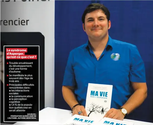  ??  ?? Alexandre Poirier Charlebois, étudiant et conférenci­er, a lancé son livre Ma vie avec l’Asperger, il y a presque un an jour pour jour.