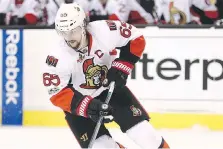  ?? MADDIE MEYER/GETTY IMAGES ?? Erik Karlsson’s six assists and strong play on the blue-line helped send the Ottawa Senators past the Boston Bruins.