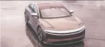  ?? LUCID MOTORS ?? The Lucid Air sedan can replenish 482 kilometres of range in 20 minutes.