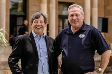  ?? Photo: Contribute­d ?? UP AND AWAY: Launching Big Skies 2019 at Jimbour House are (left) rock legend John Paul Young and Western Downs Mayor Paul McVeigh.