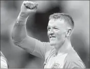  ?? Frank Augstein Associated Press ?? JORDAN PICKFORD celebrates a win over Sweden that lifted England into today’s semifinal vs. Croatia.