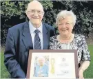  ??  ?? Loving couple Roy and Jean Pohler marked their 60th wedding anniversar­y