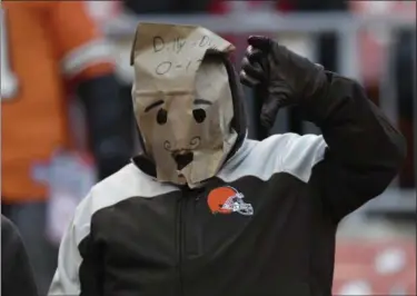  ?? DAVID RICHARD — THE ASSOCIATED PRESS ?? A Browns fan reacts in the second half against the Ravens on Dec. 17. The Browns have not given Cleveland fans much to cheer for this season.