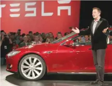  ?? — Reuters ?? Elon Musk, Chief Executive of Tesla Inc, speaks during the launch Tesla Model 3 car in California, in this file photo.