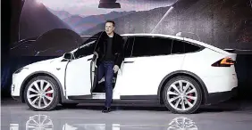  ?? AP Photo/Marcio Jose Sanchez, File ?? Elon Musk, CEO of Tesla Motors Inc., introduces the Model X car at the company’s headquarte­rs Sept. 29, 2015, in Fremont, Calif.