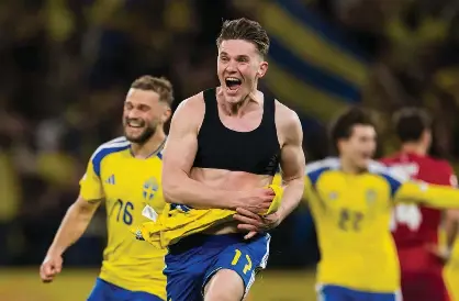  ?? BILD: MAXIM THORE ?? Viktor Gyökeres avgjorde playoffet mot Polen.
