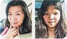  ??  ?? 許金山涉於2015年­5月22日，在西沙路西澳村對出巴­士站謀殺其47歲妻子­黃秀芬（左）及16歲女兒許儷玲。（明報照片）
