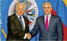  ?? FOTO CORTESÍA ?? El presidente Iván Duque se reunió con el Secretario General de la OEA, Luis Almagro, para conmemorar la fecha.